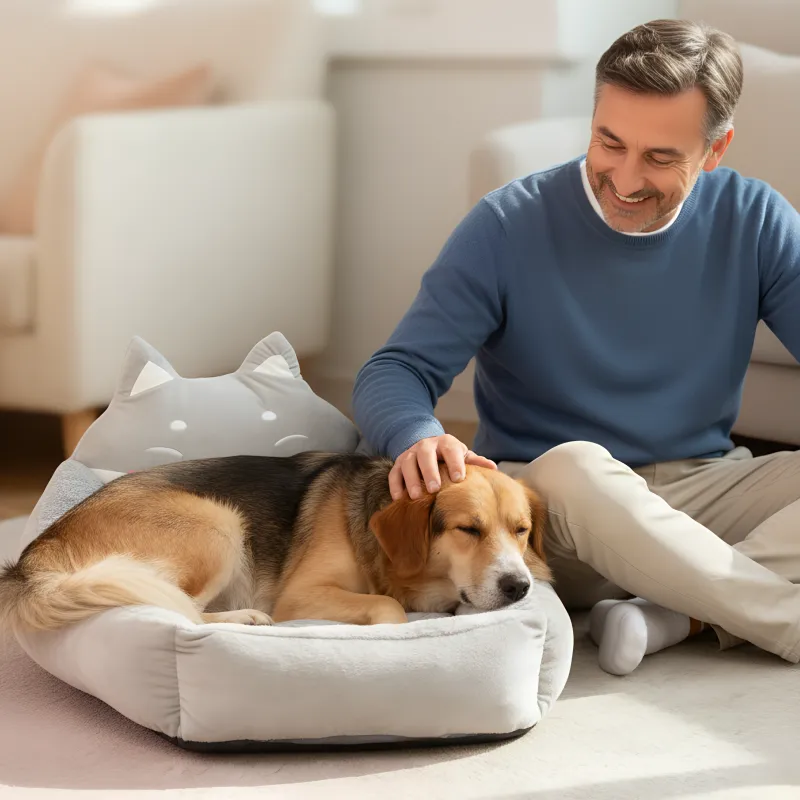 Cama para perro suave y acogedora, cojín cálido de mascota con bordes elevados - Imagen 5