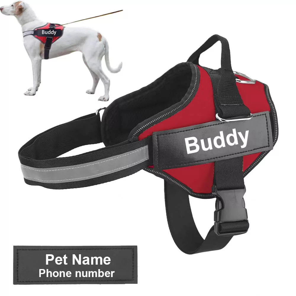 Arnes para Perros Antitirones Reflectante con Etiqueta Personalizada