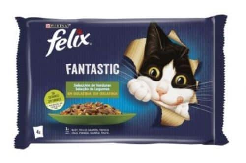 PURINA® FELIX® Fantastic Selección con Verduras en Gelatina pack surtido sobres 4x85g
