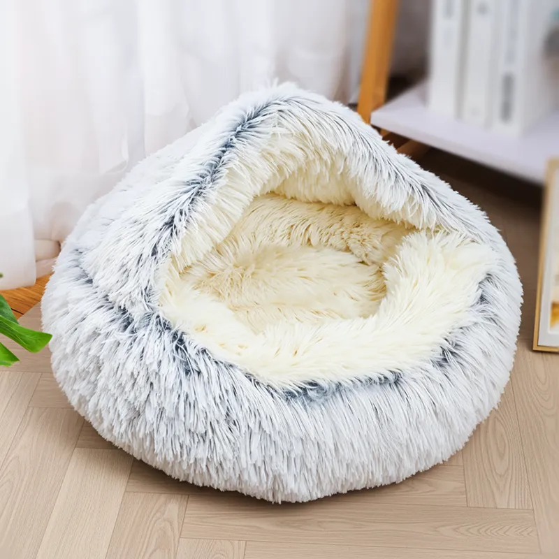 Cama Redonda de Felpa para Gato – Nido Cálido para Mascotas - Imagen 6