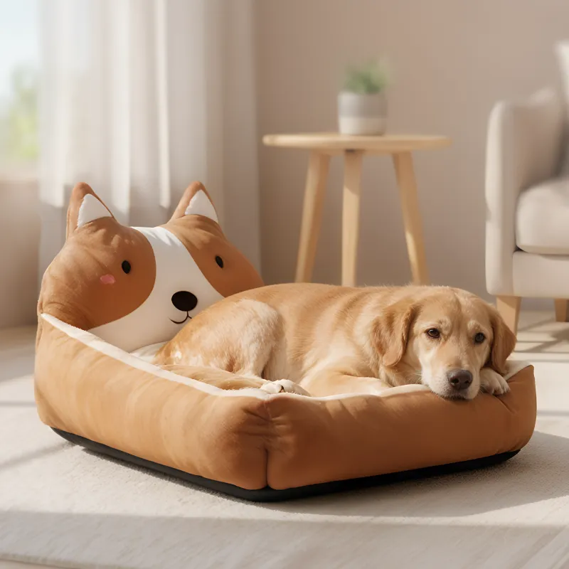 Cama para perro suave y acogedora, cojín cálido de mascota con bordes elevados
