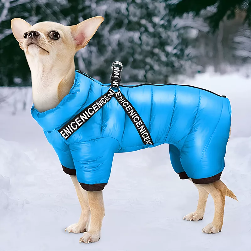 Abrigo de Invierno para Perro, Chaqueta Acolchada con Arnés - Imagen 4