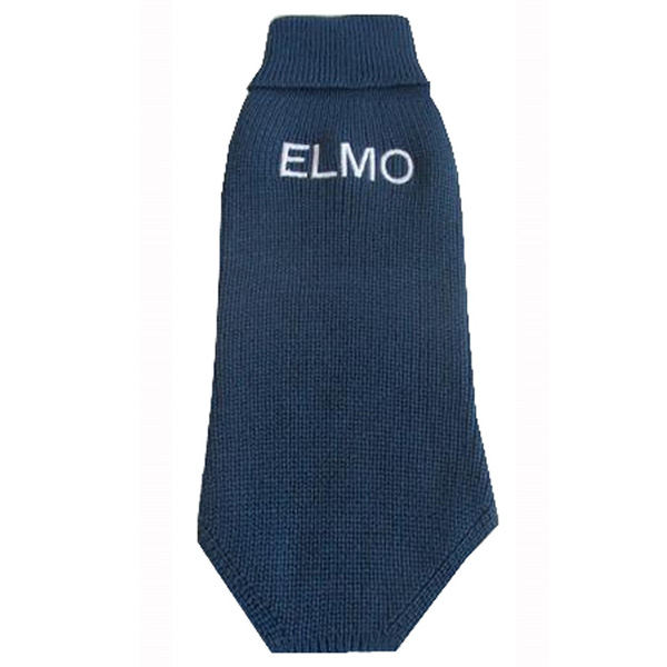 Abrigo para perro de Lana Azul – personalizados con nombre.