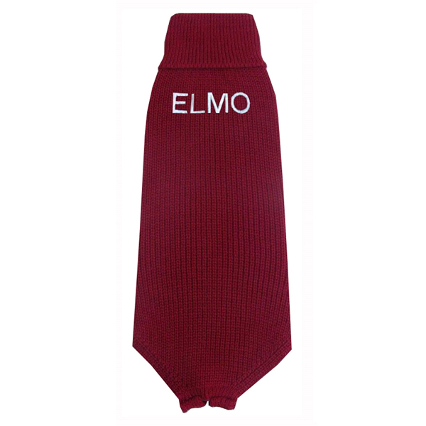 Abrigo para perro de Lana Granate- personalizados con nombre.