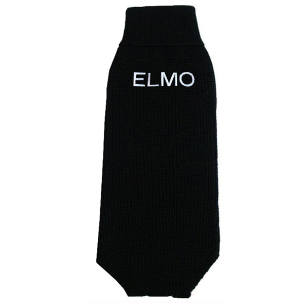 Abrigo para perro de Lana Negro- personalizados con nombre.