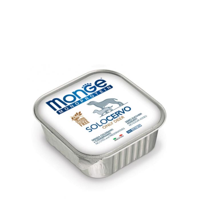 Paté monoproteico de ciervo para perro – 150gr (24u)