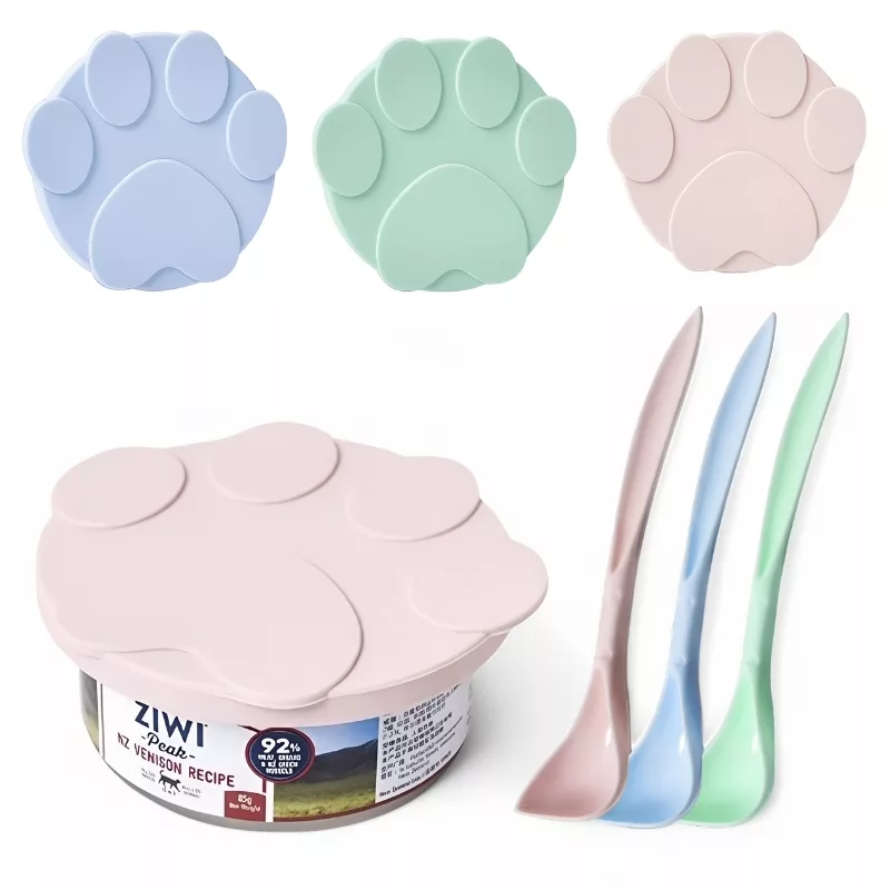 Set de Tapa y Cuchara para Lata de Comida para Perros de Silicona