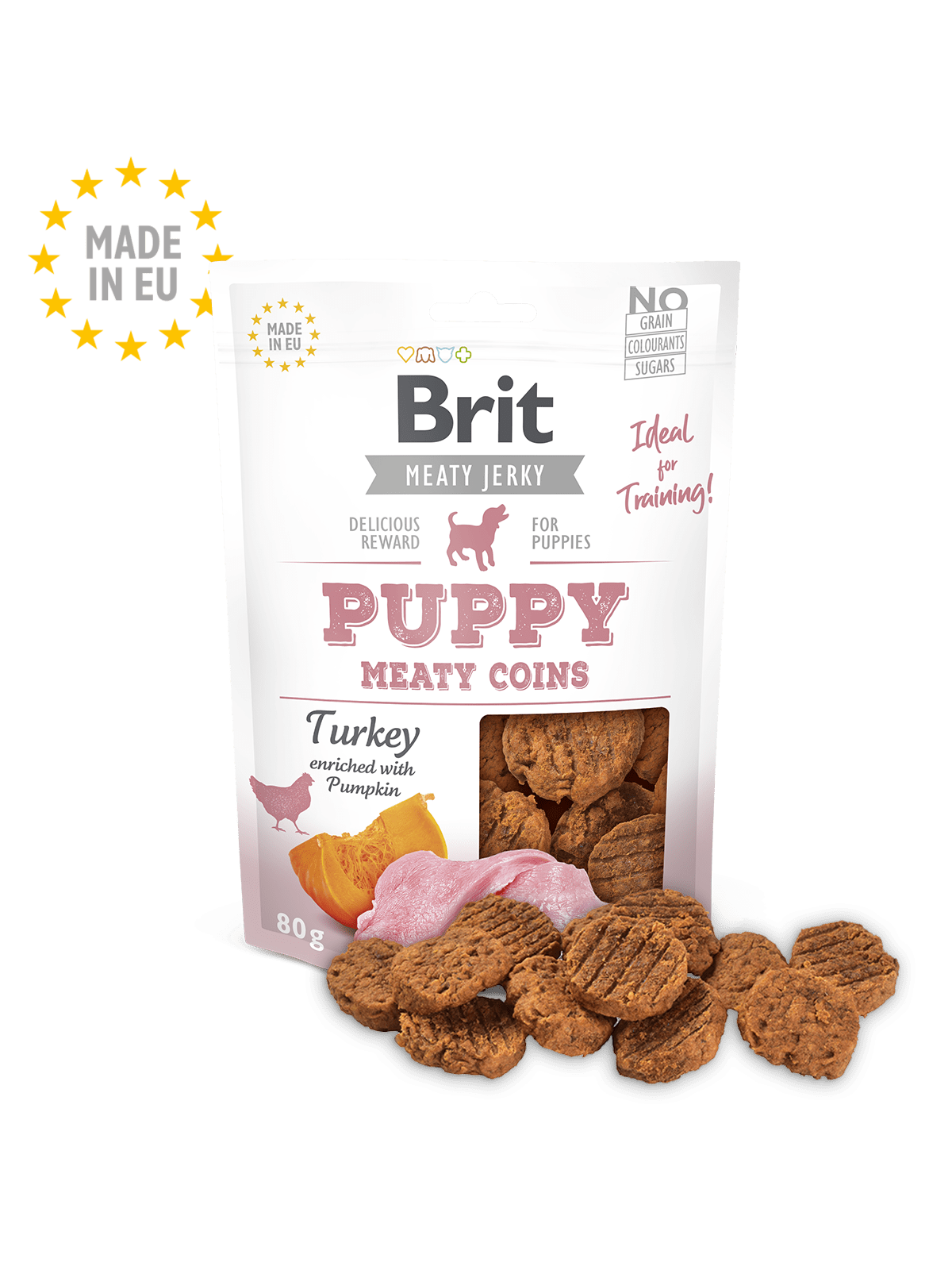 762 Brit Jerky Snack Pavo Meaty coins para cachorros 80gr