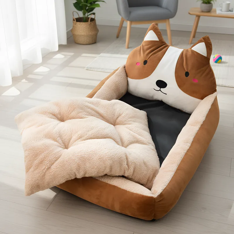 Cama para perro suave y acogedora, cojín cálido de mascota con bordes elevados - Imagen 2